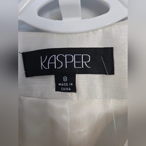 Vintage-Inspired Kasper Ivory 3-Piece Suit Set Jacket Top Skirt Size 8 Wedding - Picture 15 of 16